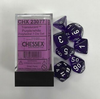 CHX 23077 Chessex Dice Set Translucent Purple/white Polydice 