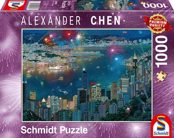 Schmidt Puzzel Vuurwerk boven Hong Kong