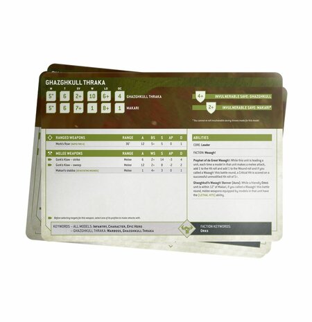 Warhmmer 40,000 Datasheet Cards Orks